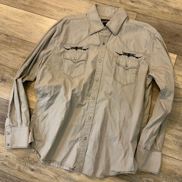 Cowboy Up men’s western pearl snap button down. Size L - Picture 4 of 7